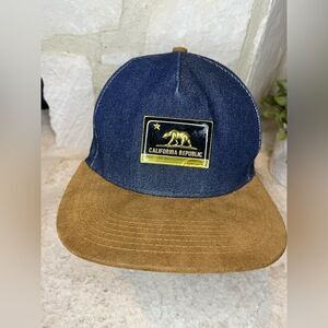 Official California republic truckers denim faux suede brim cap